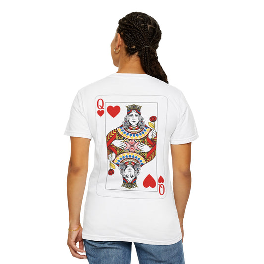 Queen of Hearts Comfort Colors T-Shirt - Vintage Playing Card Design
