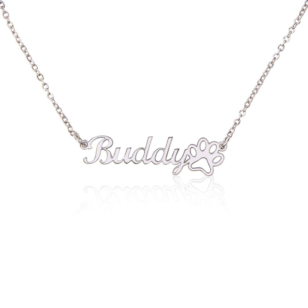 Custom Name Necklace w/Paw Print