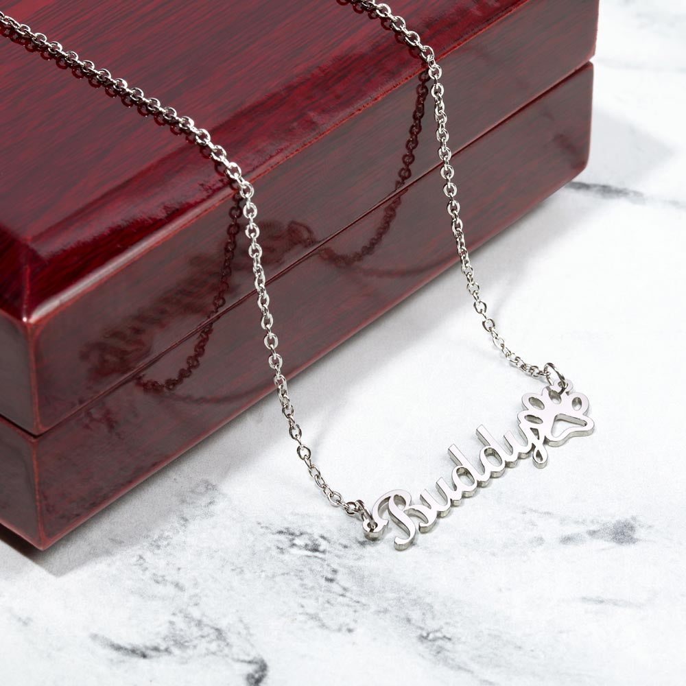 Custom Name Necklace w/Paw Print