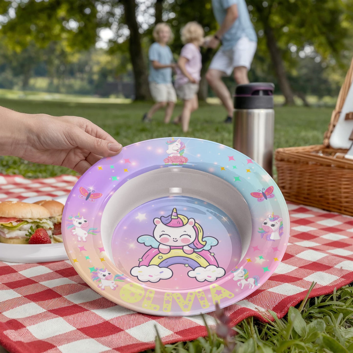 Personalized Unicorn Kids Bowl - Custom Name Bowl