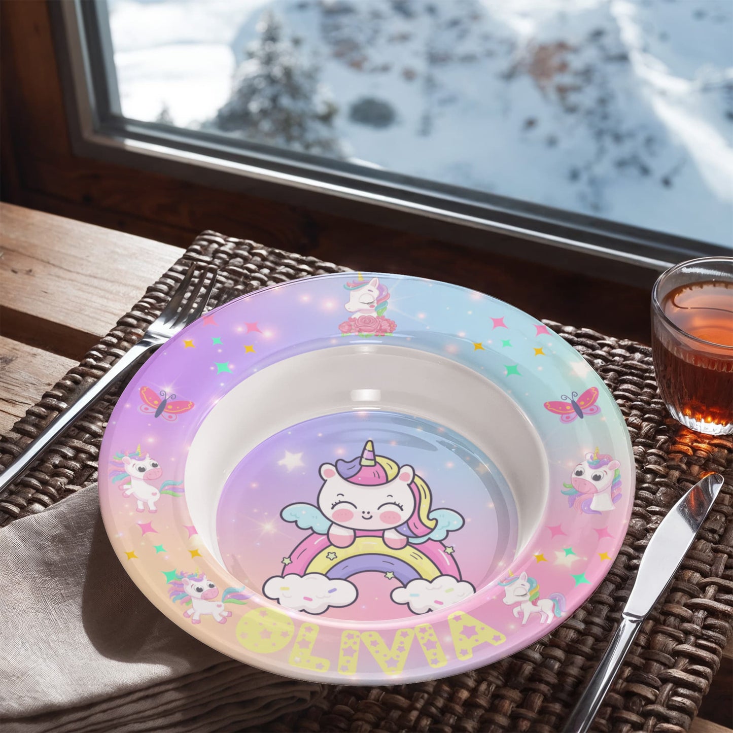 Personalized Unicorn Kids Bowl - Custom Name Bowl