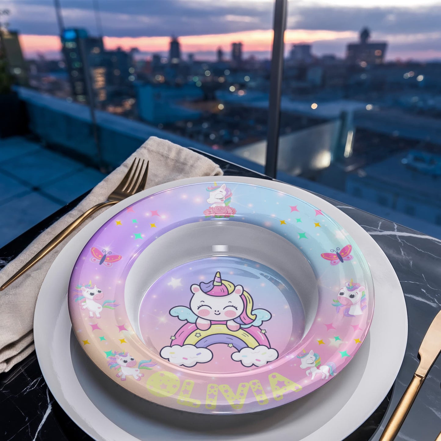 Personalized Unicorn Kids Bowl - Custom Name Bowl